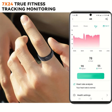 Smart Ring Men Women With Charging Case,Heart Rate Blood Oxygen,Skin Temperature Monitor,5ATM Waterproof For Android iOS