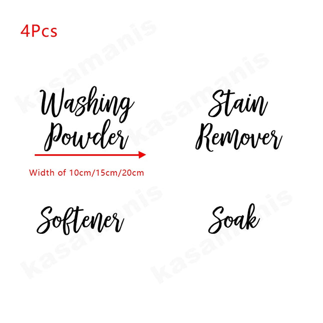 4Pcs Laundry Room Organization Jar Bottle Label Vinyl Sticker Decals Washing Powders Stain Remover Labels Decal
