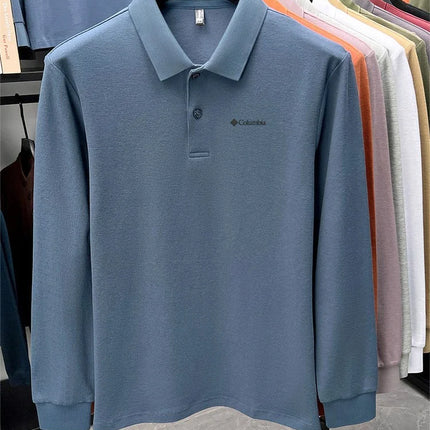 High-end brand Polo shirt, long-sleeved, fashionable printed men's top, spring, 100% cotton, skin-friendly, comfortable, casual T-shirt
