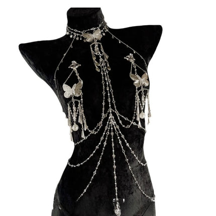 Luxury Butterfly Nipple Clips Seductive Rhinestone Body Chain Premium Collar Anal Plug Vaginal Clamp Erotic Accessories Sex Toys