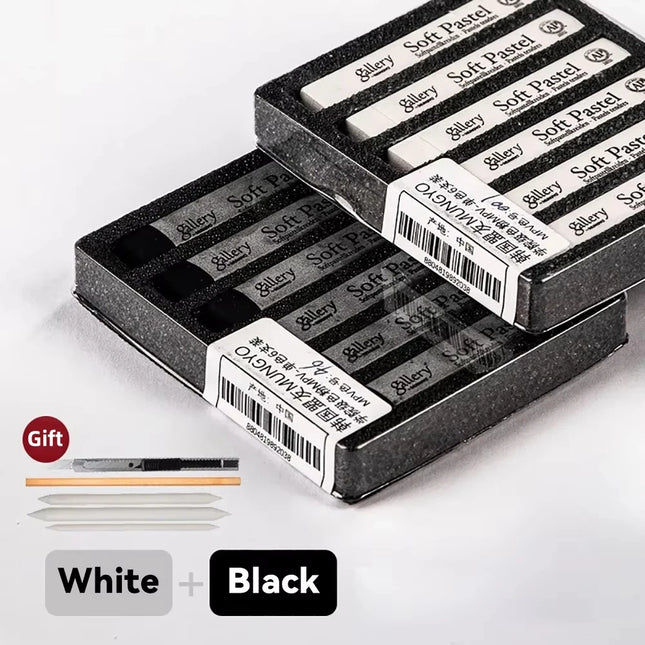 6/12Pcs Sketching Chalk Set Black White Non Toxic for Student Artist Drawing Sketch Graffiti Colorful Sticks Crayons Soft Pastel