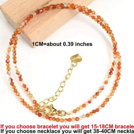Natural Stone Beads Necklaces bracelet 2-3MM Faceted Round Quarts Tourmalins Mini Beads Necklaces For Women Jewelry Gifts
