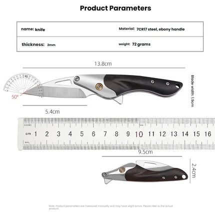 Black Walnut Handle Fruit Knife With High Hardness And Sharp Edge Made Of 7CR17 Stainless Steel Compact Folding Small Knife