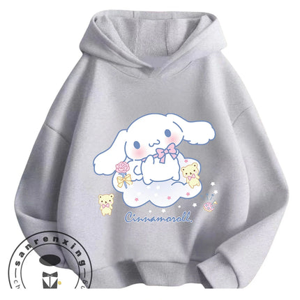 Autumn Winter Outdoor Casual Cinnamoroll Hooded Sweatshirt 3-14Y Boys Girls Cute Kawaii Cartoon Street Hot Fashion