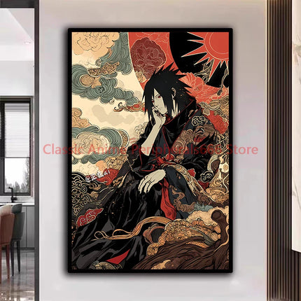 Naruto Poster Kakashi Sasuke Itachi Uchiha Akatsuki Anime Character Ukiyo-e Oil Painting Modern Home Decoration Aesthetic Gift