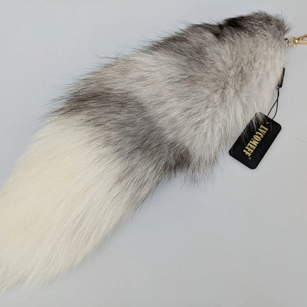 natural fox fur tail keychain furry 2024 chic y2k  beautiful accessory length 40 cm Car Keychains For Women