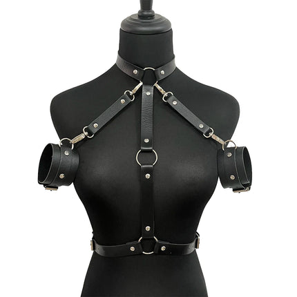3pcs Women's Fashion Black Leather Straps Adjustable Sexy Adult Sex Accessories Punk Festival Party Accessories