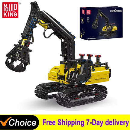 866Pcs Technical Creative Engineering Hydraulic Log Grapple Building Blocks Crawler Excavator Model Bricks Toys For Kids Gifts