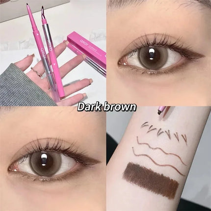 2 in 1 Punk Red Eyebrow Eyeliner GelPencil with Angled Brush Smudge-Proof Waterproof Smooth for Brow & Lying Silkworm Eye Makeup