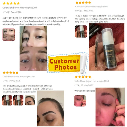 Professional Henna Brow Tint Kit Black Brown Waterproof & Long Lasting Eyebrow Dye for Home Use Natural Looking Brow Enhancer