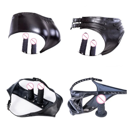 Optional Silicone Dildo Bondage Accessories Kit with No Vibration Vaginal Anal Plug Harness Panties for Couple Intimate Sex Toy