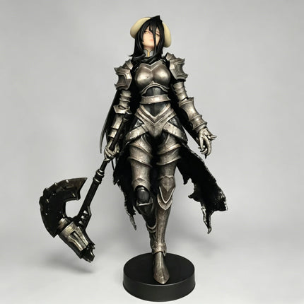 Overlord Armor Ver Figure 24cm Long Hair Demon Horns Battle Axe Statue Anime Model Heavy Metal Texture Armor Knight Figure