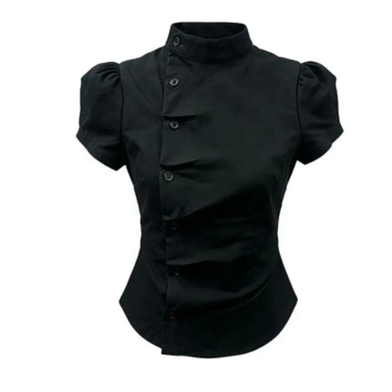 Y2K Striped Women's Vest Short Sleeve Button Detail Summer Top Retro Harajuku Punk Streetwear Casual Fashion Tops Fashion Gothic