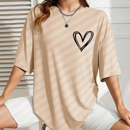 Simple Love Printed Womens T Shirts Summer Breathable Clothes Casual Fashion Short Sleeve Street Oversized All Match T-Shirts