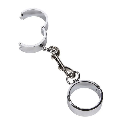 Metal Steel Circular Wrist Hand Ankle Cuffs with Detachable Connect Hook Restraints Lock Slave BDSM Shackles Adult Sex Toys