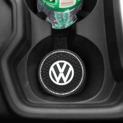 2Pcs Car Interior Coasters Silicone Water Cup Anti-slip Mats For VW Tiguan Arteon Taigo Caddy CC e-up! Golf Polo Passat Amarok