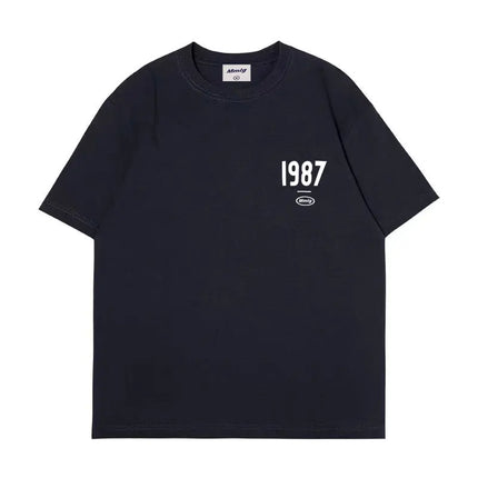 summer new Hot figure Simplicity Numbers 1987 print cotton men's and women's T-shirts Fashion casual shopping shirt short sleeve