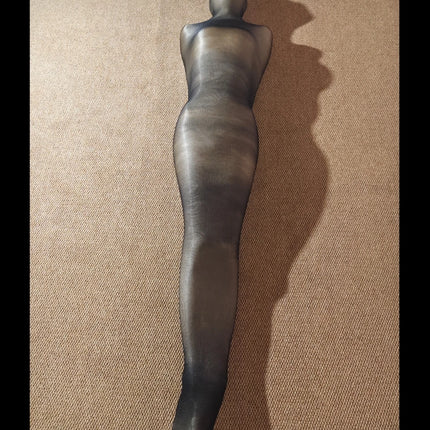 Super Tight Oil Shiny Full Body Stockings Mummy Bondage One-Piece Tights Sleepwear Pullover Oily Comfortable Sleeping Bag