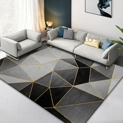 Nordic Marble Geometry Carpets for Living Room Light Luxury Large Area Home Decor Rugs Bedroom Non-slip Soft Floor Mats Washable