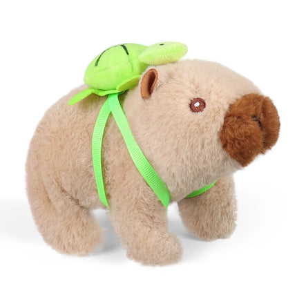 1Pc Simulation Electronic Plush Capybara Back Turtle Walking Sound Moving Mouth Doll Pet Toys For Birthday Gift
