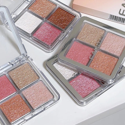 4 Color Face Highlighter Palette Illuminator Palette Natural Glow Waterproof Glitter Shimmer Baked Powder Highlighter Makeup