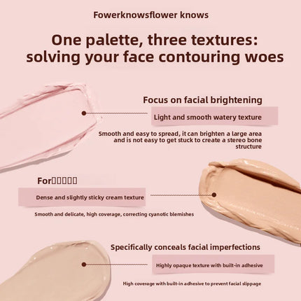 FLOWER KNOWS THE SWEETIE BEAR 4-Color Concealer Brighten Palette Covering Dark Circles Full Coverage Contouring Foundation
