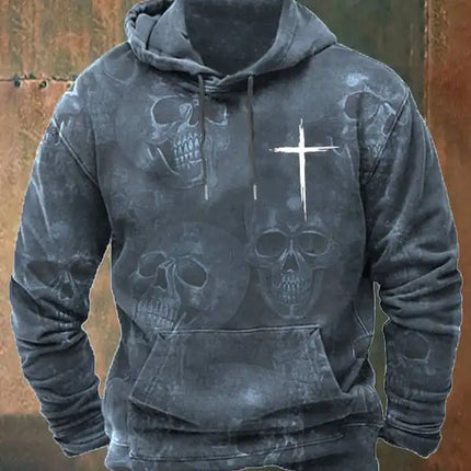 Halloween Men's Hoodie Skull 3D Print Outdoor Hooded Autumn Casual Prints Front Pocket Hoodies Fall Designer Hoodies Sweatshirt