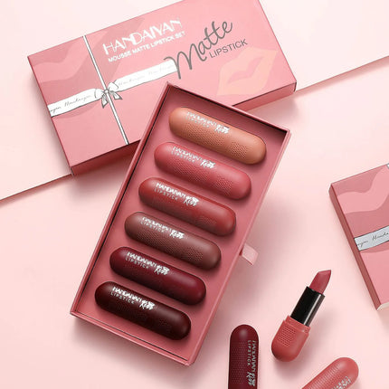 Matte Lipstick Set 6 Colors Velvet Texture Long Lasting Non Drying Lip Makeup Women Gift Box