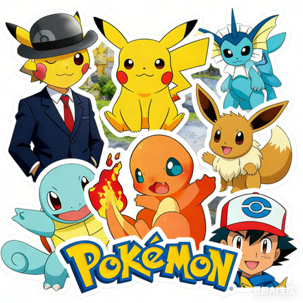 200pcs Non-duplicate Random Cartoon Anime Cute Pikachu Pokemon Children Waterproof Stickers