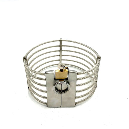 Lockable Stainless Steel Neck Collar Bondage Restraints Wire Chocker Posture Slave BDSM Necklace Metal Collar Adult Sex Toys