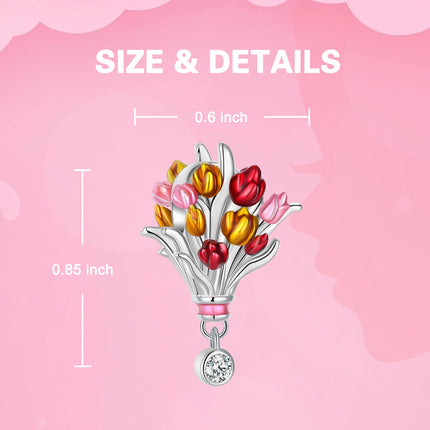 925 Silver Flowers Bouquet Rose Sunflower Blossom Petal Charms Beads Pendant Bracelet Necklace DIY Valentine's Day Gift Jewelry
