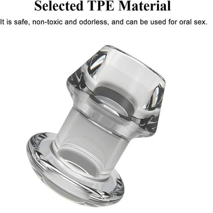 Hollow Speculum Peeking Butt Plug Anal Bead Anus Dilation Expander with Stopper Tunnel Expansion Adult Sex Toy for Women Men Gay