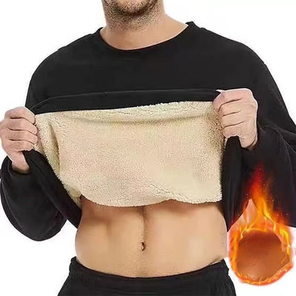 Men's Winter Fleece Sweatshirts Boy Man Keep Warm Underwear Casual Solid Color Pullover Lambswool O-neck Thickened Thermal Tops