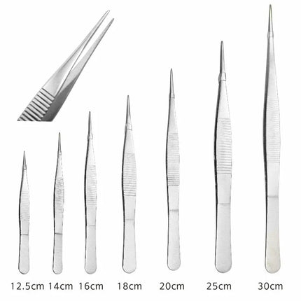 Stainless Steel 430/304 Anti-iodine Medical Tweezers Long Straight Forceps 12.5cm-30cm Straight Head Elbow Thicken Medical Tools