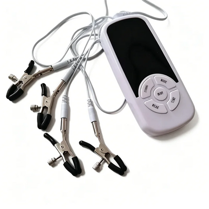 Female Labium Clamps Metal Nipples Clips Clitoris Breast Sucker Pumps 6 Modes Electric Shock Anal Butt Plug Sex Toys for Women