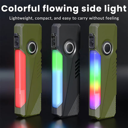 EDC Strong Light Mini Flashlight Type-C Rechargeable RGB Side Light UV Light Torch with Magnetic Pen Clip Inspection Lamp