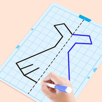 20 Pages Kids Lattice Symmetrical Drawing Toys Concentration Fine Motor Skill Pen Control Training Erasable Painting Cards