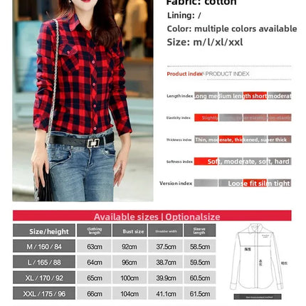 Slim Fit Plaid Long Sleeve Women's Shirt Qiang Yixuan Brand Autumn New Korean Version Cotton Button-Up Shirt