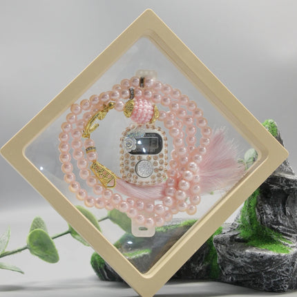 7 Colors Islamic Prayer Counter + 99 Beads Crystal Tasbih Set | Bow/Flower/Insect Random | Transparent Gift Box