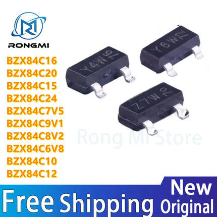 ~~ 100Pcs BZX84C16 BZX84C20 BZX84C15 BZX84C12 BZX84C10 BZX84C6V8 BZX84C8V2 BZX84C9V1 BZX84C7V5 BZX84C24 SOT-23 IC Chip In Stock
