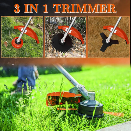 36CC 2-Stroke Gasoline String Trimmer, 3-in-1 Garden Weed Eater with 3/40-Tooth Brush Cutter Blade & Adjustable Shoulder Strap for Lawn & Yard Trimming
