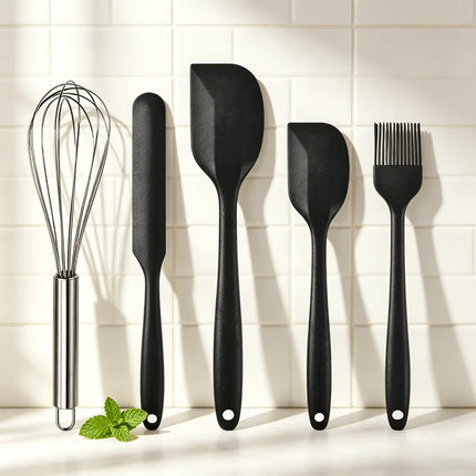 5pcs Silicone Spatula & Baking Utensil Set Pastry Brush & Icing Spatula, Non-Stick Kitchen Gadgets for Baking, Cooking, and BBQ