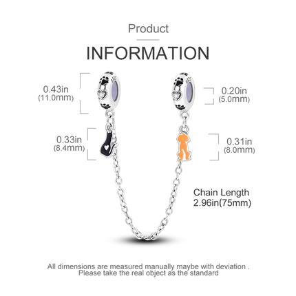 Sparkling Clear Silver Safety Chain 925 Sterling Silver Safety Chain Charm Beads Fit Original Bangle Bracelet DIY Jewelry