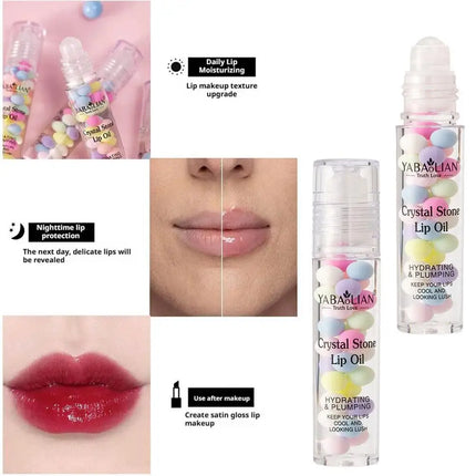 Macaron Rolling Pearl Lip Oil - Hydrating Lip Balm Mask, Long-Lasting Moisturizing, Reduces Lip Lines for Women Girls