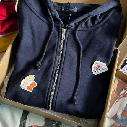 Pink Sweet Oversized Hoodie Autumn Long Sleeve Hooded Zip-up Cotton Sweatshirt Casual Simple Preppy Style Cute Hoodies Top Woman