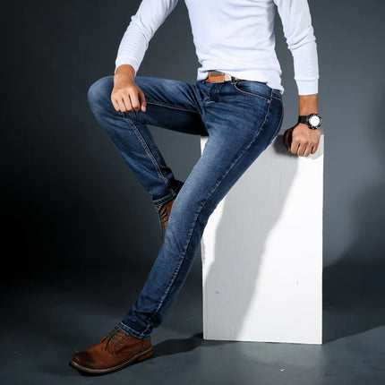 Professional Jeans Relaxed Straight Elastic Jeans Ultra Breathable Lightweight Jeans Casual Office Wide Denim Trousers.