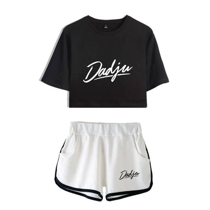 Fashion Youthful Rap Group PNL Print Two Piece Set Women Sexy Shorts+lovely T-shirt Cute Dew navel Sport Girl suits