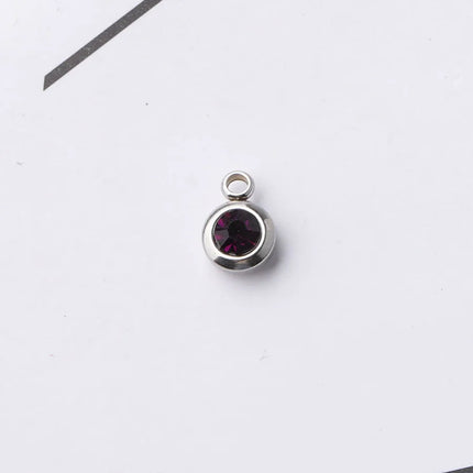 6.5mm Gold Titanium Steel Zodiac Sign Birthstone Pendant Charm Lucky Birthday Stone Cup Drill Point for DIY Jewelry Making