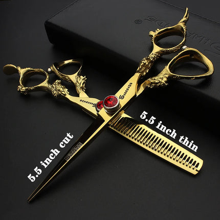 Sharonds 6/7/8 Silver Black Dragon Handle Hair Salon Hairdressing Scissors High Quality 440c Steel Professional Cutting Scissors