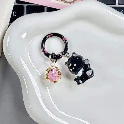 1/6Pcs Colorful Cat Bell Keychains for Friends Backpack Phone Pendant Hangings Couple Cartoon Animal Paw O-shaped Keychains